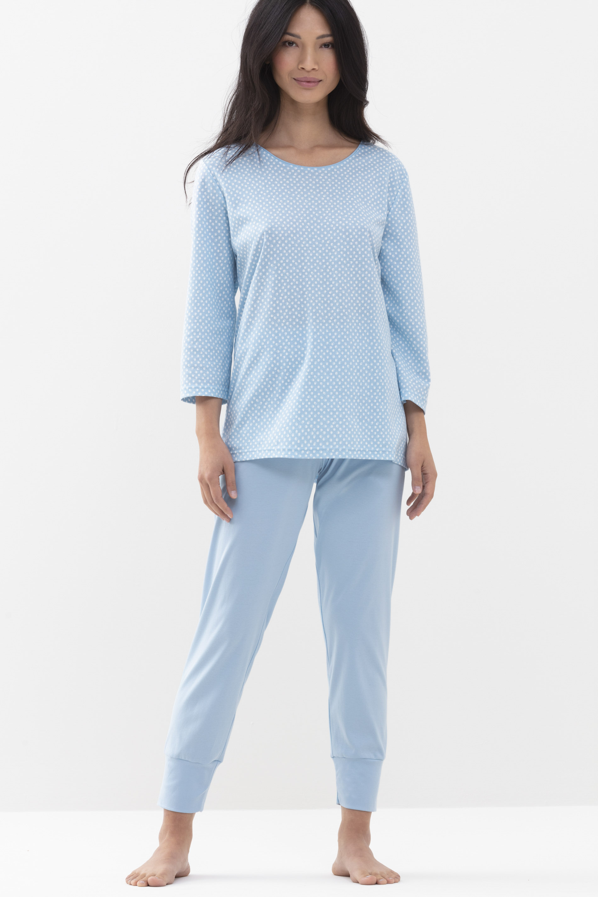 Cropped pyjamas Dream Blue Serie Emelie Front View | mey®