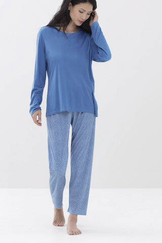 Pyjama in 7/8-Länge Ocean Blue Serie Elouisa Frontansicht | mey®
