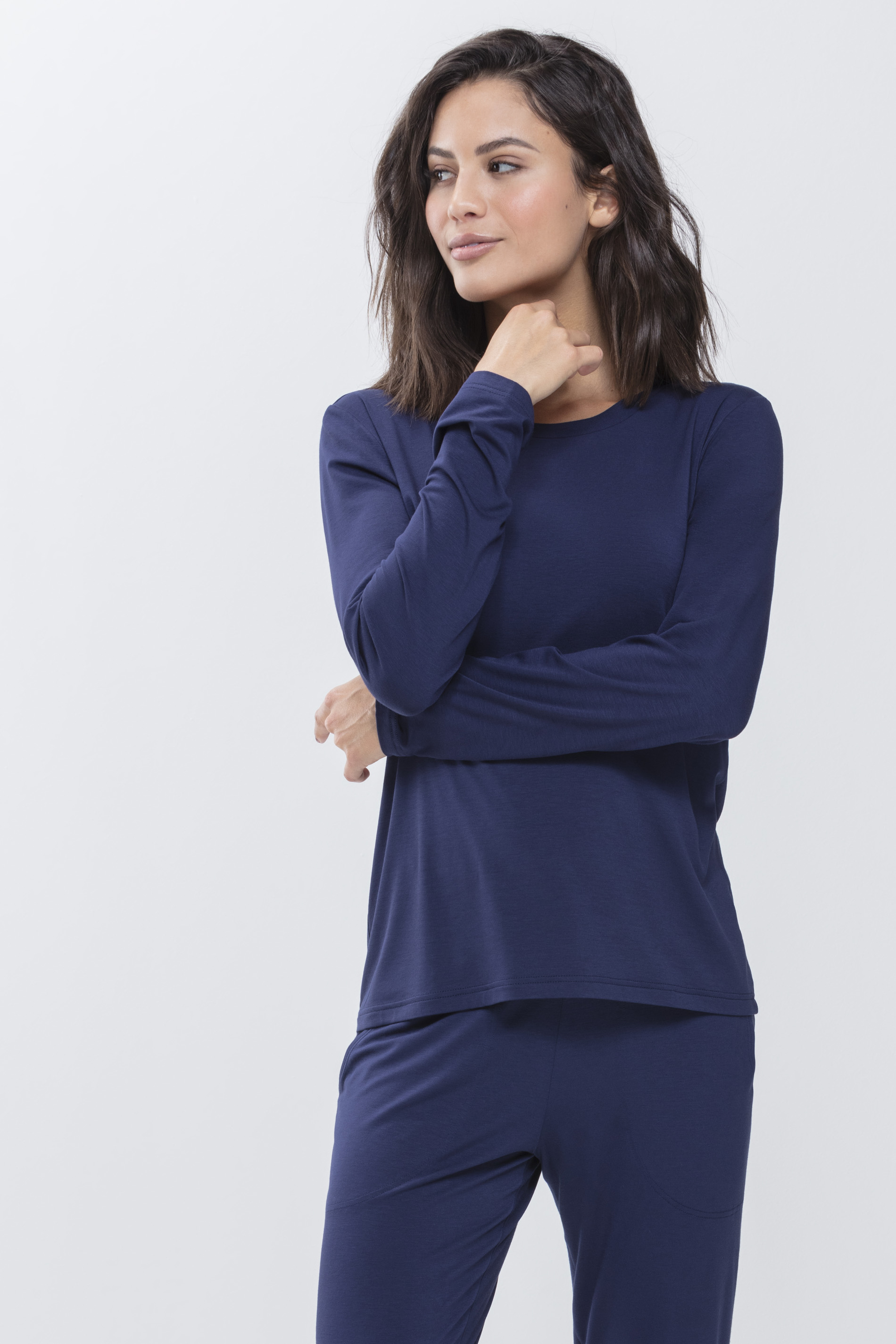 Shirt langarm True Blue Serie Sleepy & Easy Frontansicht | mey®