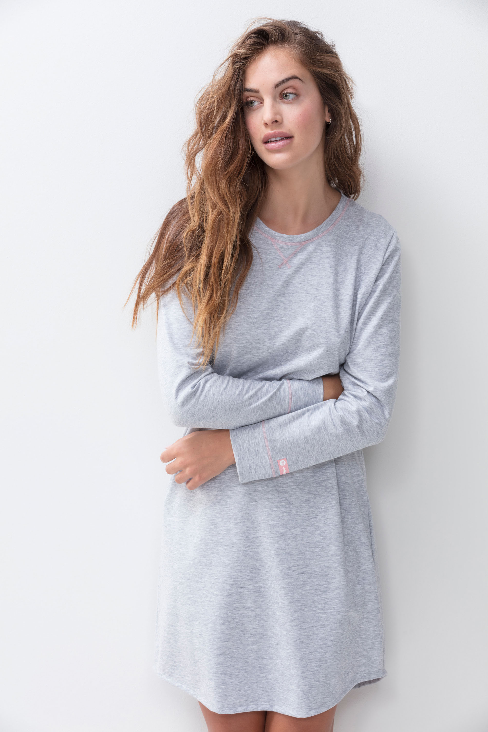 Nachthemd Stone Grey Melange Serie Zzzleepwear Vooraanzicht | mey®