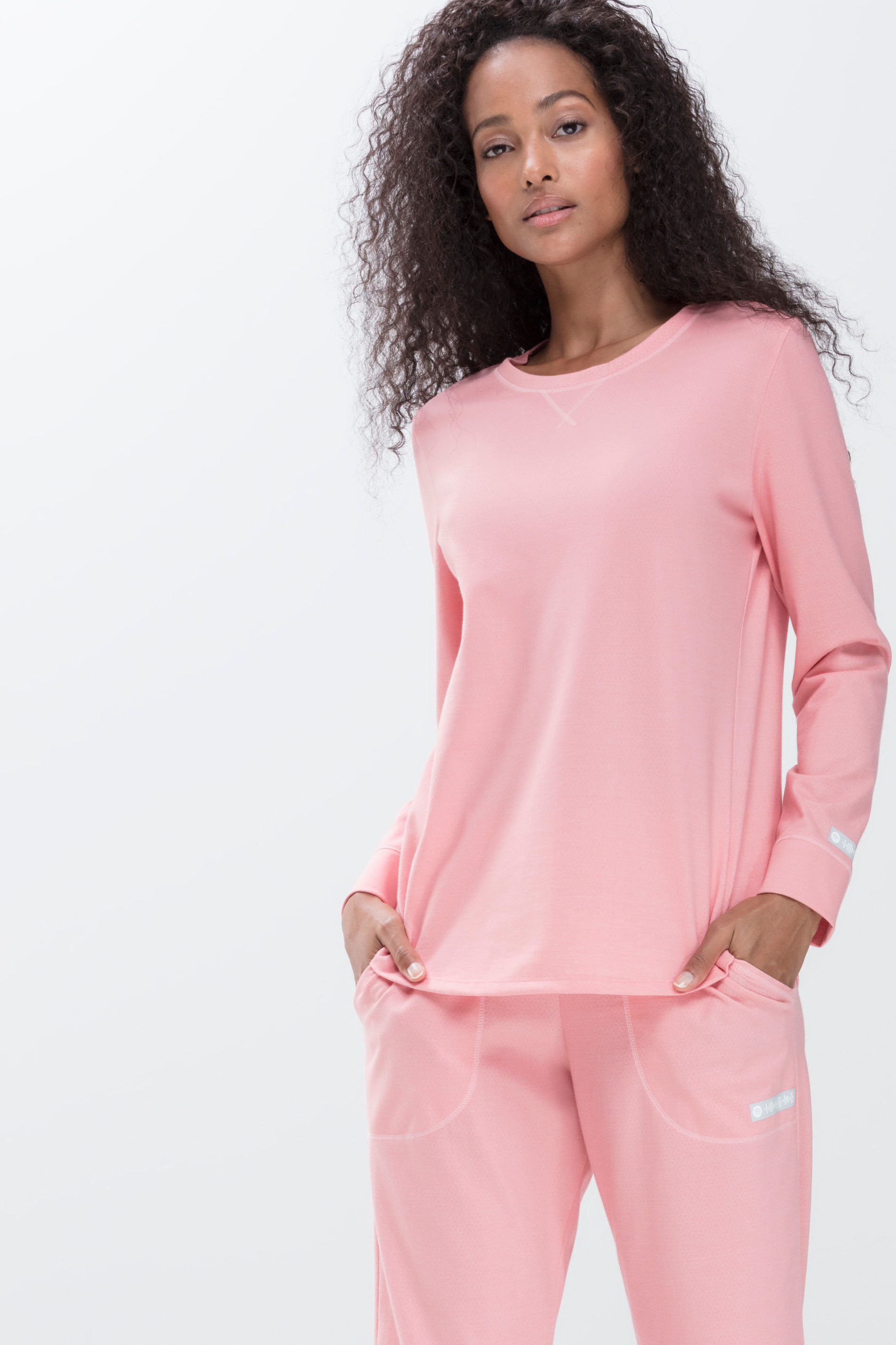 Long-sleeve shirt Powder Pink Serie Zzzleepwear Front View | mey®