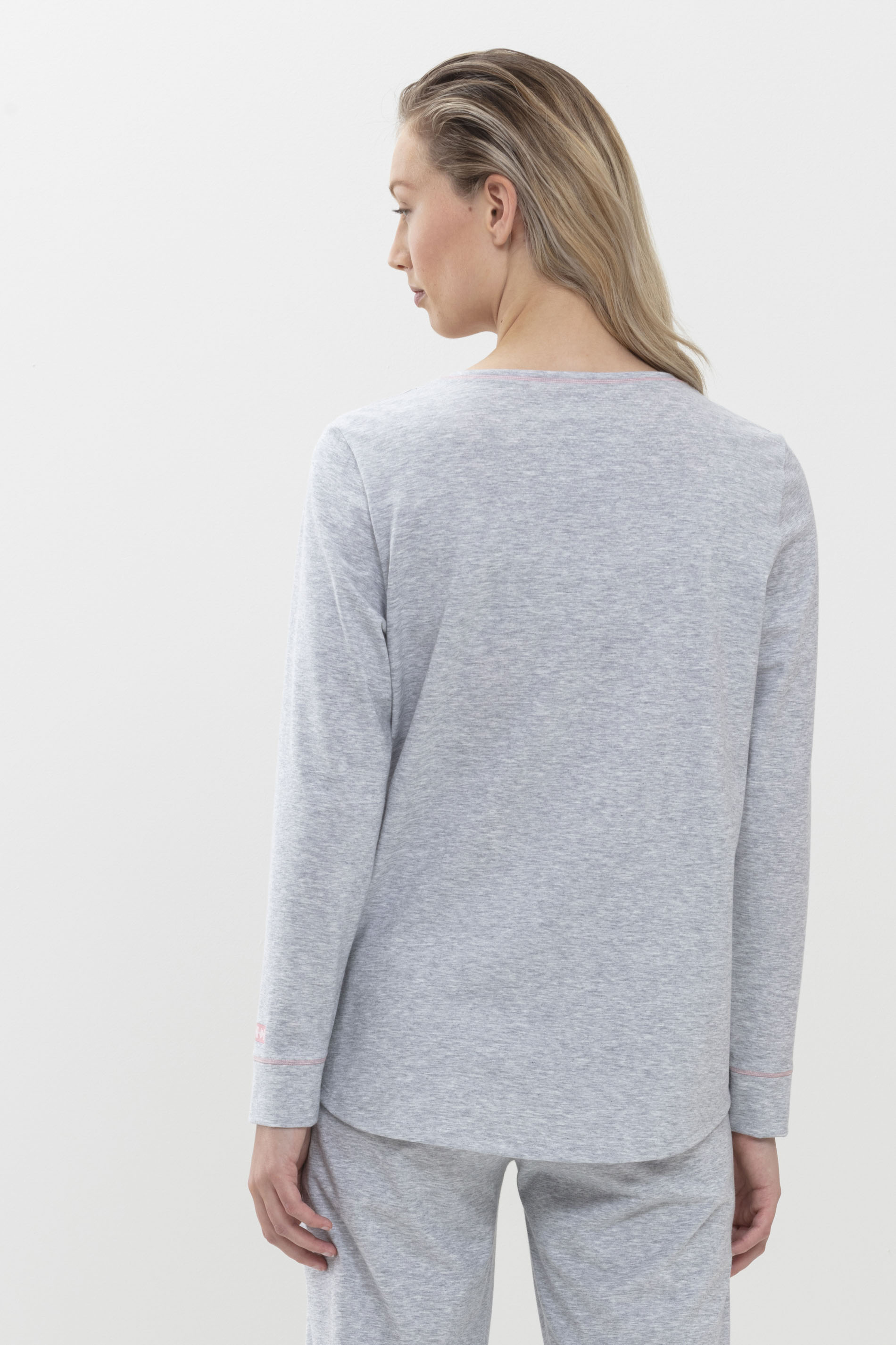 Shirt met lange mouwen Stone Grey Melange Serie Zzzleepwear Achteraanzicht | mey®