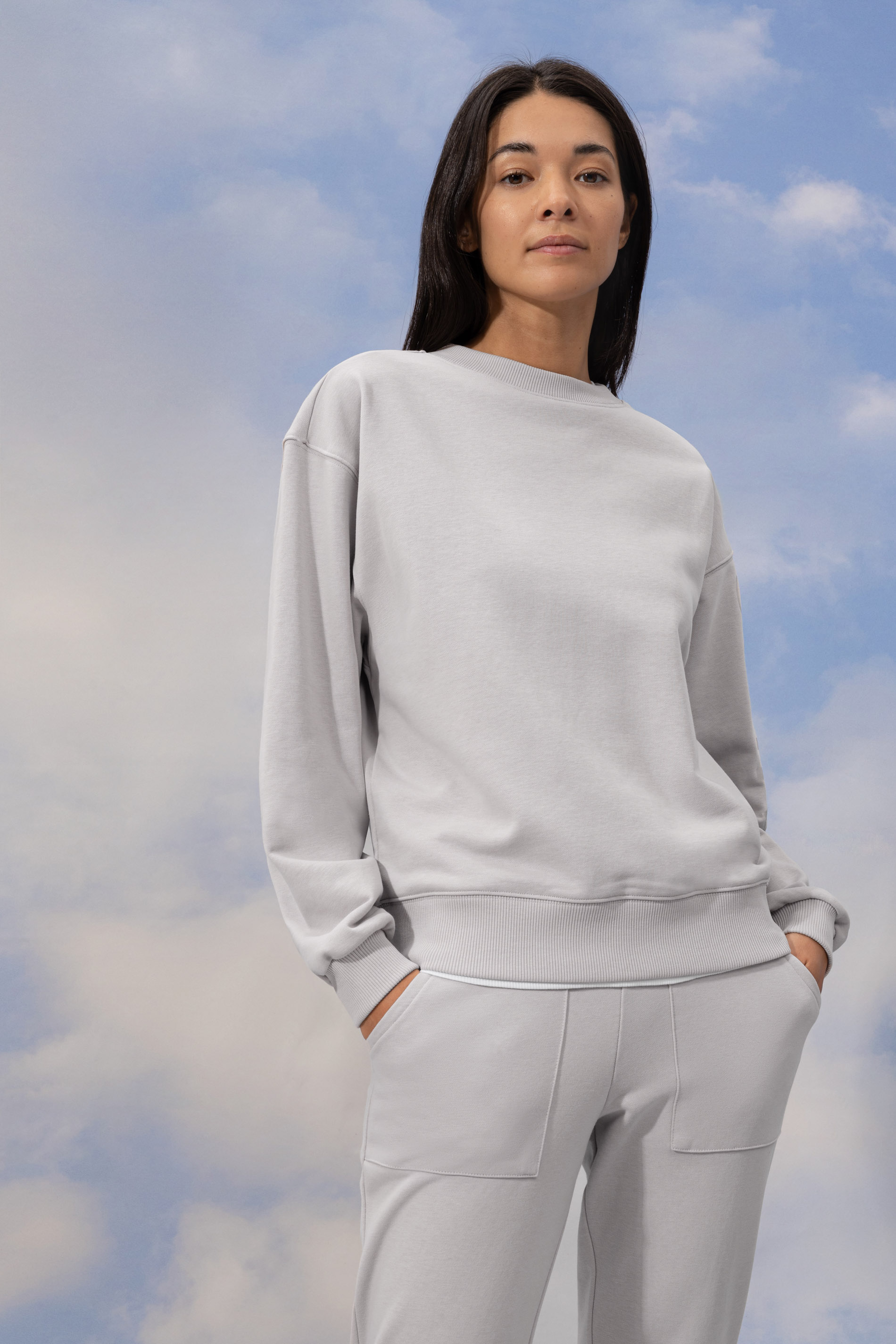 Sweatshirt Mineral Grey Serie Cozy Front View | mey®