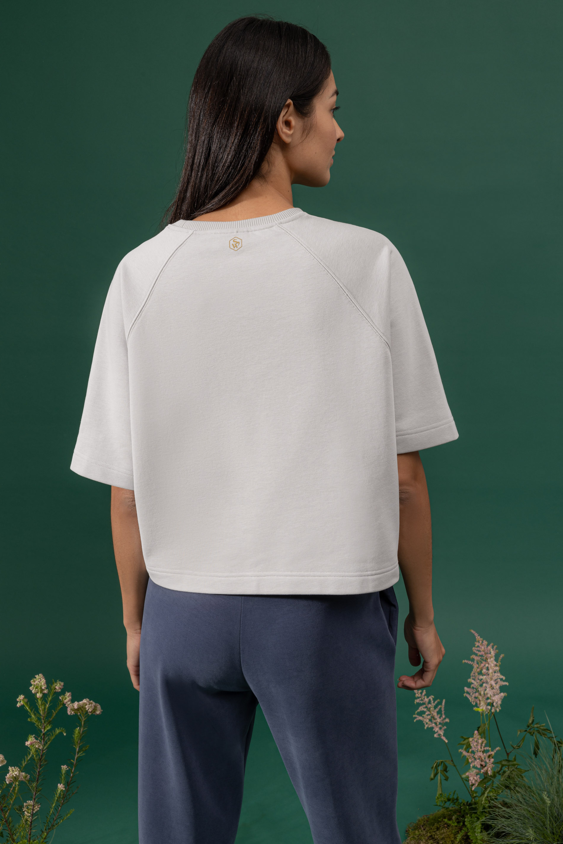 Sweat T-shirt Mineral Grey Serie Cozy Achteraanzicht | mey®
