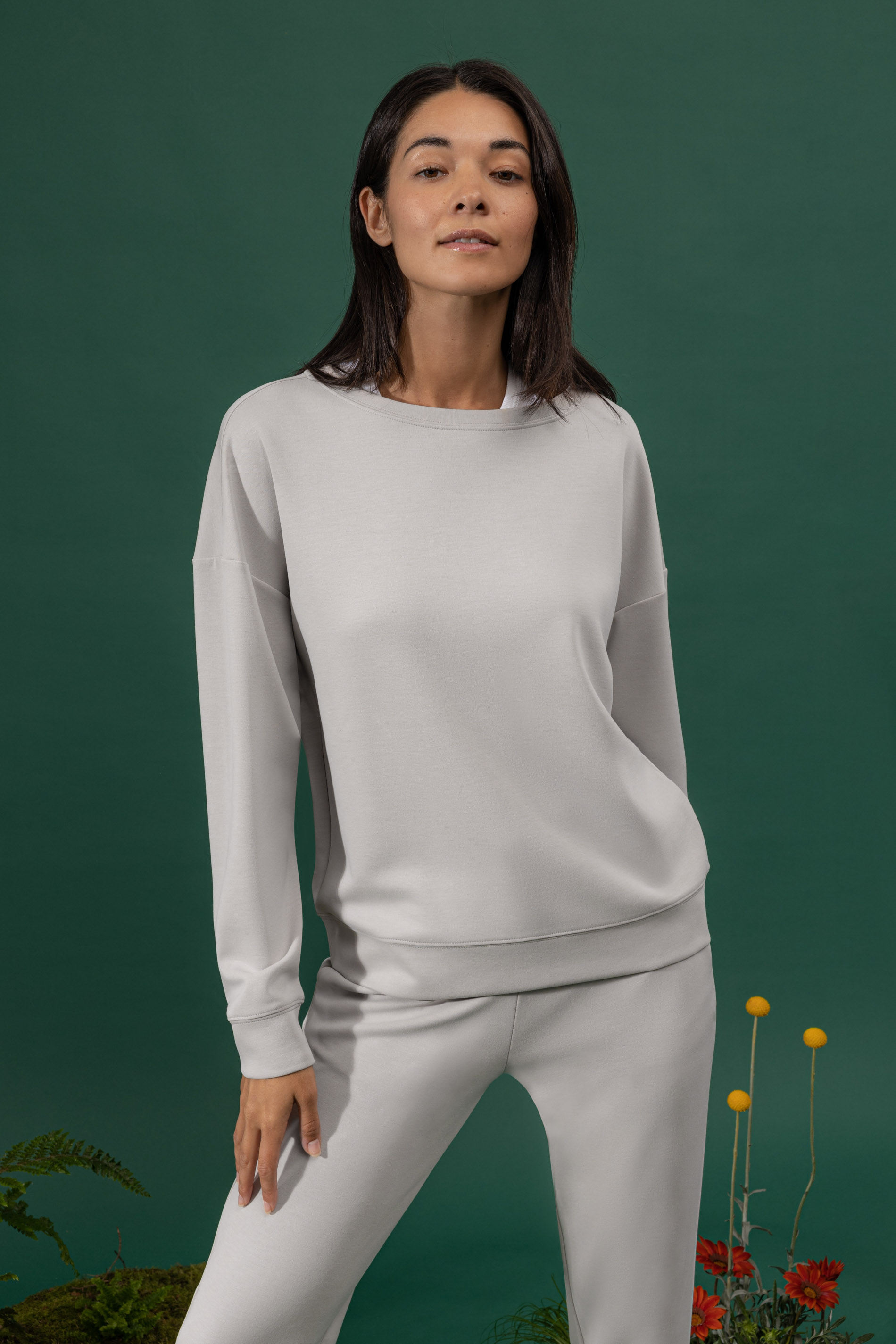 Sweatshirt Mineral Grey Serie Smooth Frontansicht | mey®