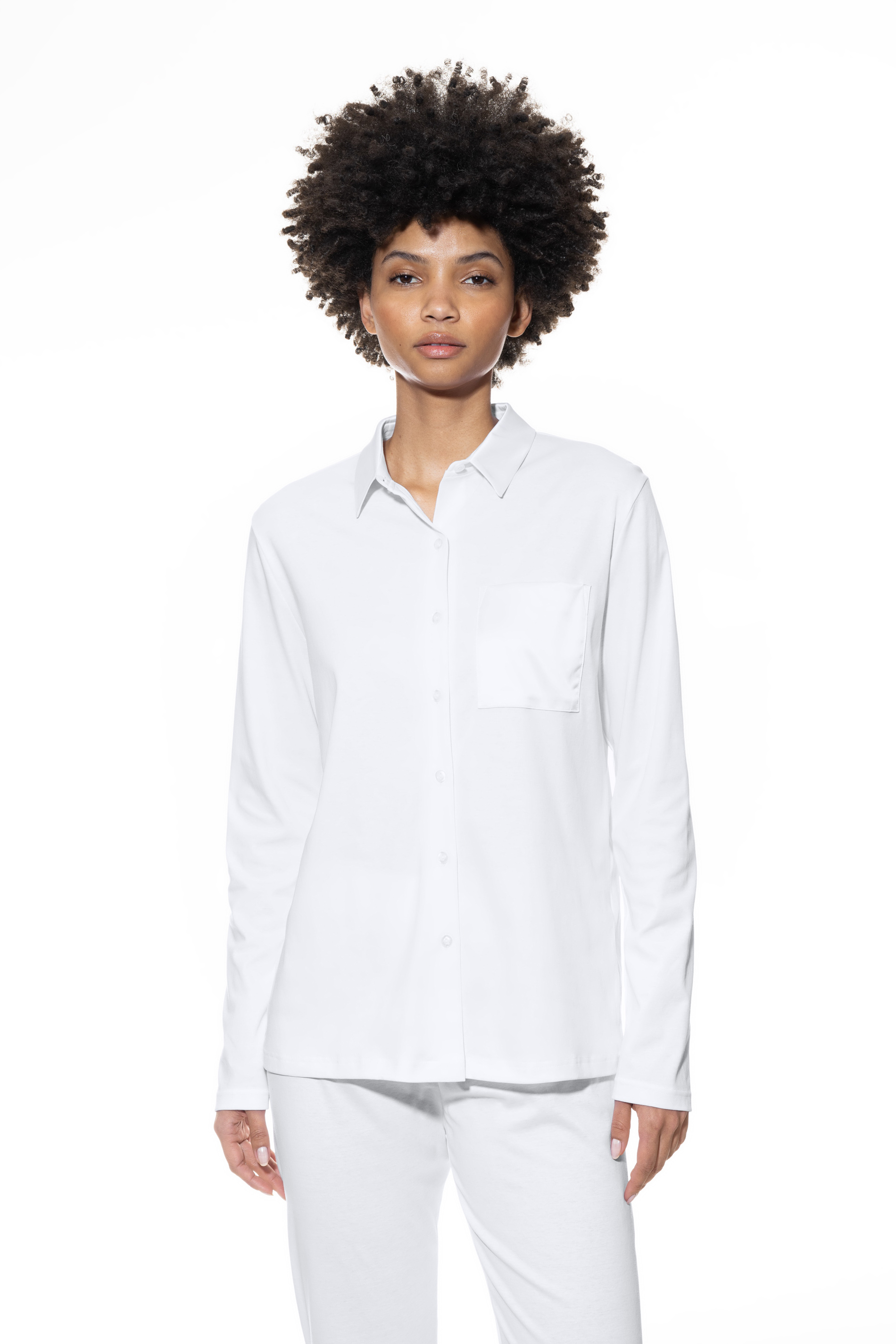 Pyjama Shirt Weiss Serie Sleepsation Frontansicht | mey®
