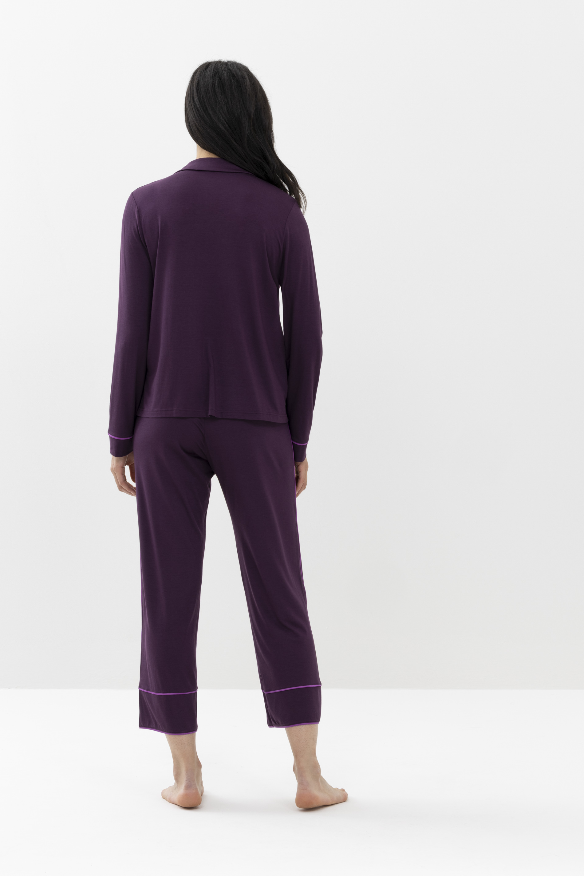 Pyjama shirt, long-sleeve Dark Plum Serie Jeane Rear View | mey®
