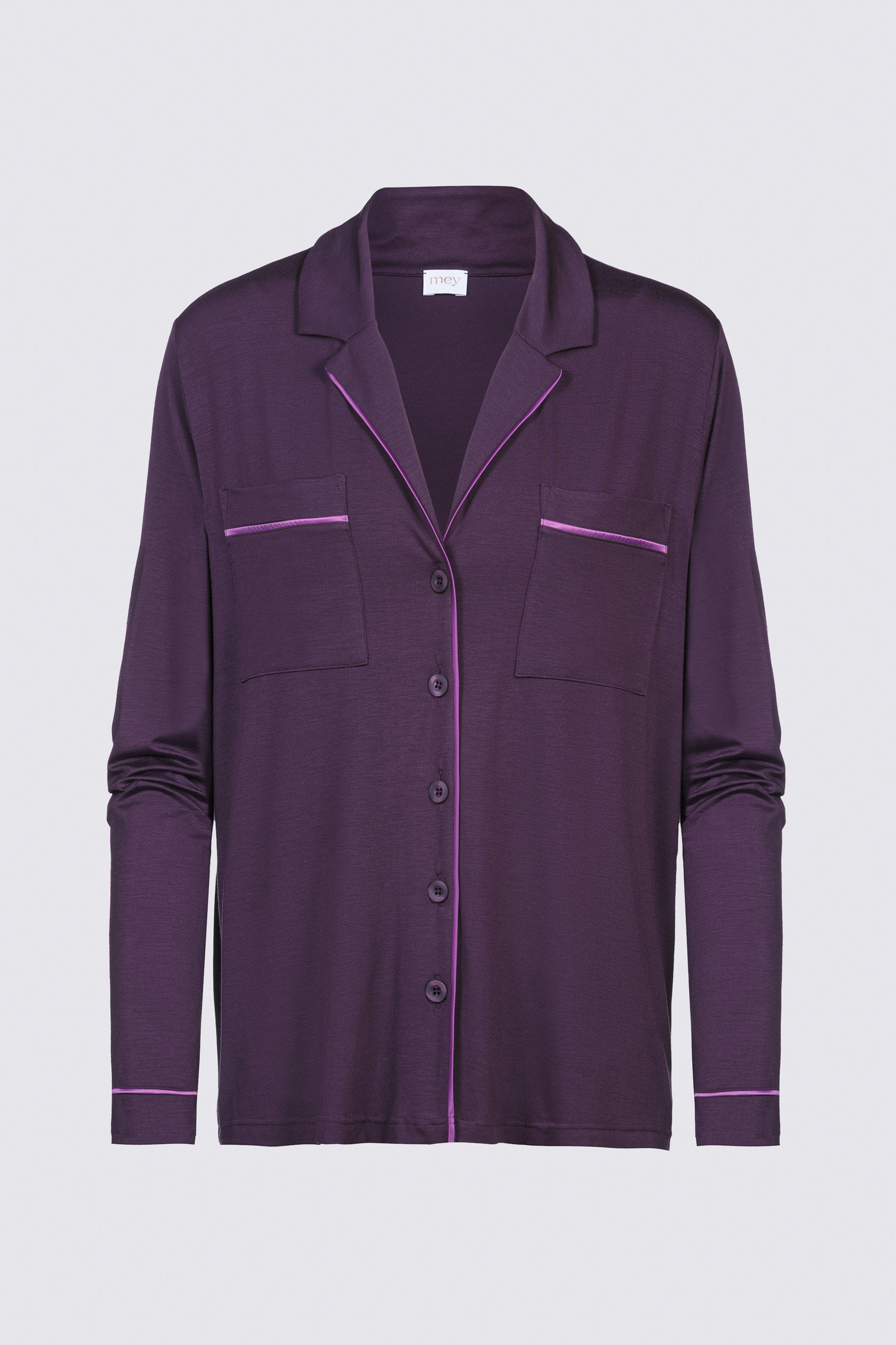Pyjama shirt, long-sleeve Dark Plum Serie Jeane Cut Out | mey®