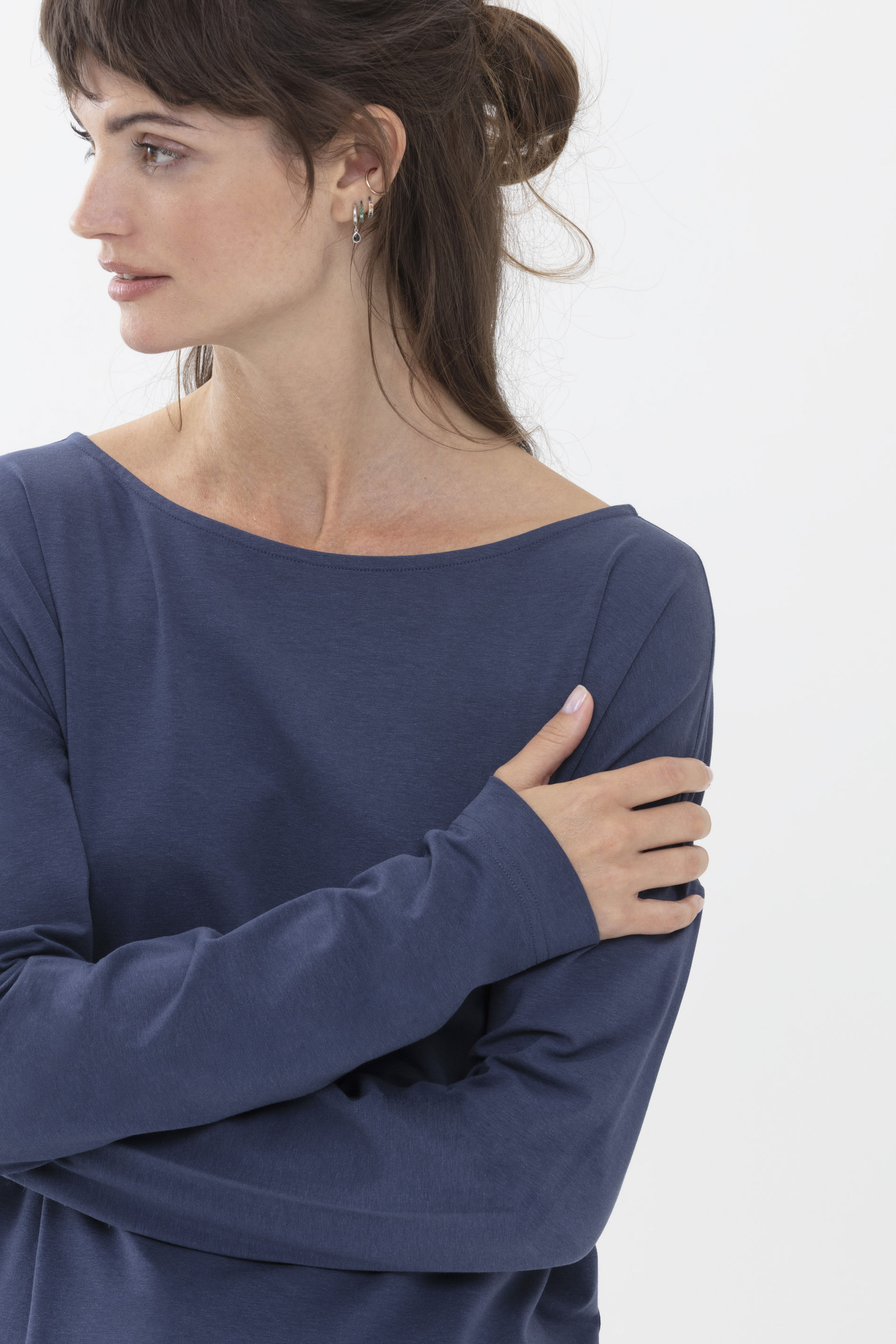 Long-sleeved shirt New Blue Serie Aya Detail View 01 | mey®