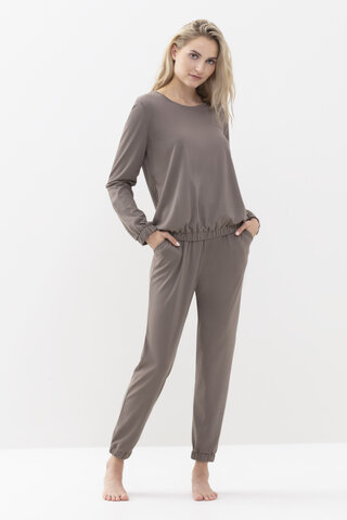 Shirt with full-length sleeves Deep Taupe Serie N8TEX 2.0 Front View | mey®