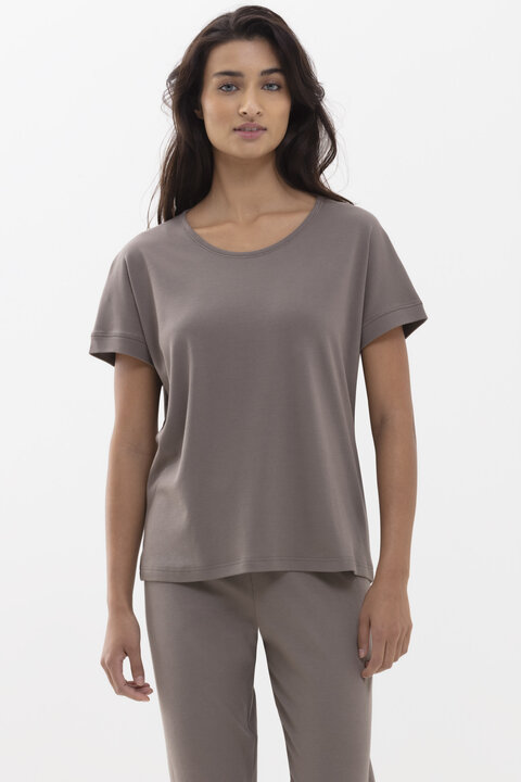 Shirt with half sleeves Deep Taupe Serie N8TEX 2.0 Front View | mey®