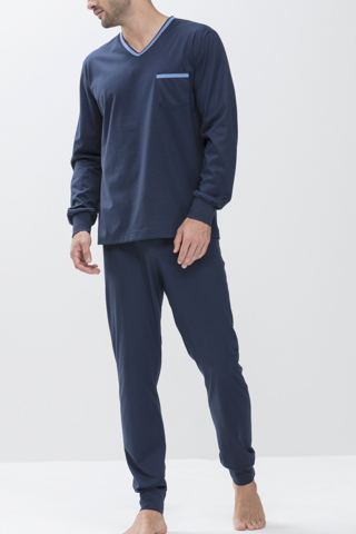 Schlafanzug Yacht Blue Serie Leongatha Frontansicht | mey®