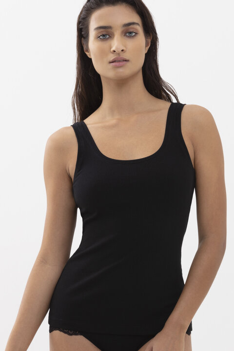 Mey 55351-3 Womens Elegance Black Solid Colour Tank Vest Top