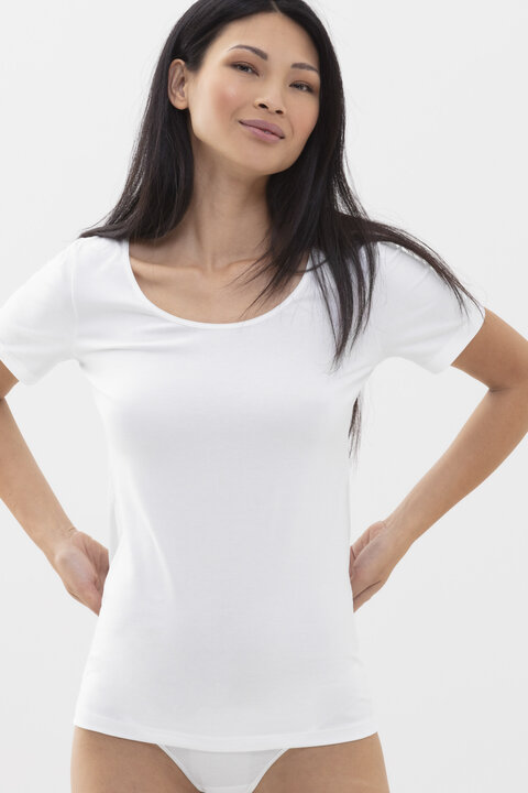 Shirt kurzarm Weiss Serie Cotton Pure Frontansicht | mey®