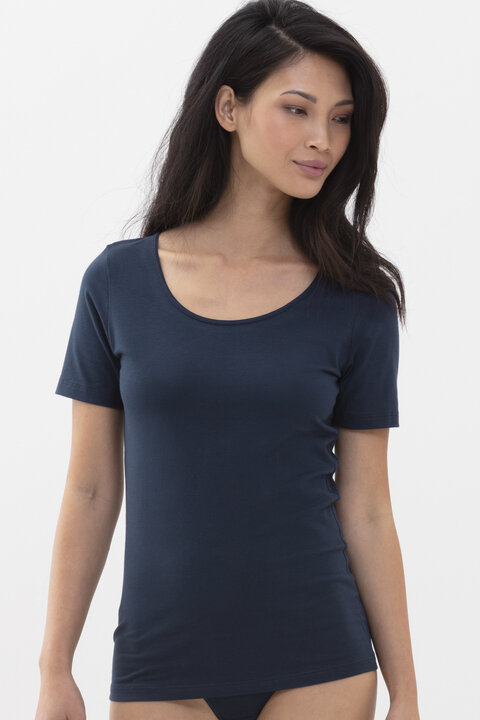 Shirt kurzarm Night Blue Serie Cotton Pure Vooraanzicht | mey®