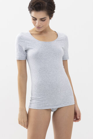 Top 1/2 sleeve Light Grey Melange Serie Cotton Pure Front View | mey®