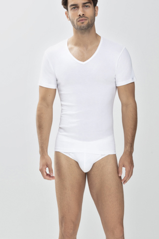 V-Neck Shirt Wit Serie Noblesse Vooraanzicht | mey®