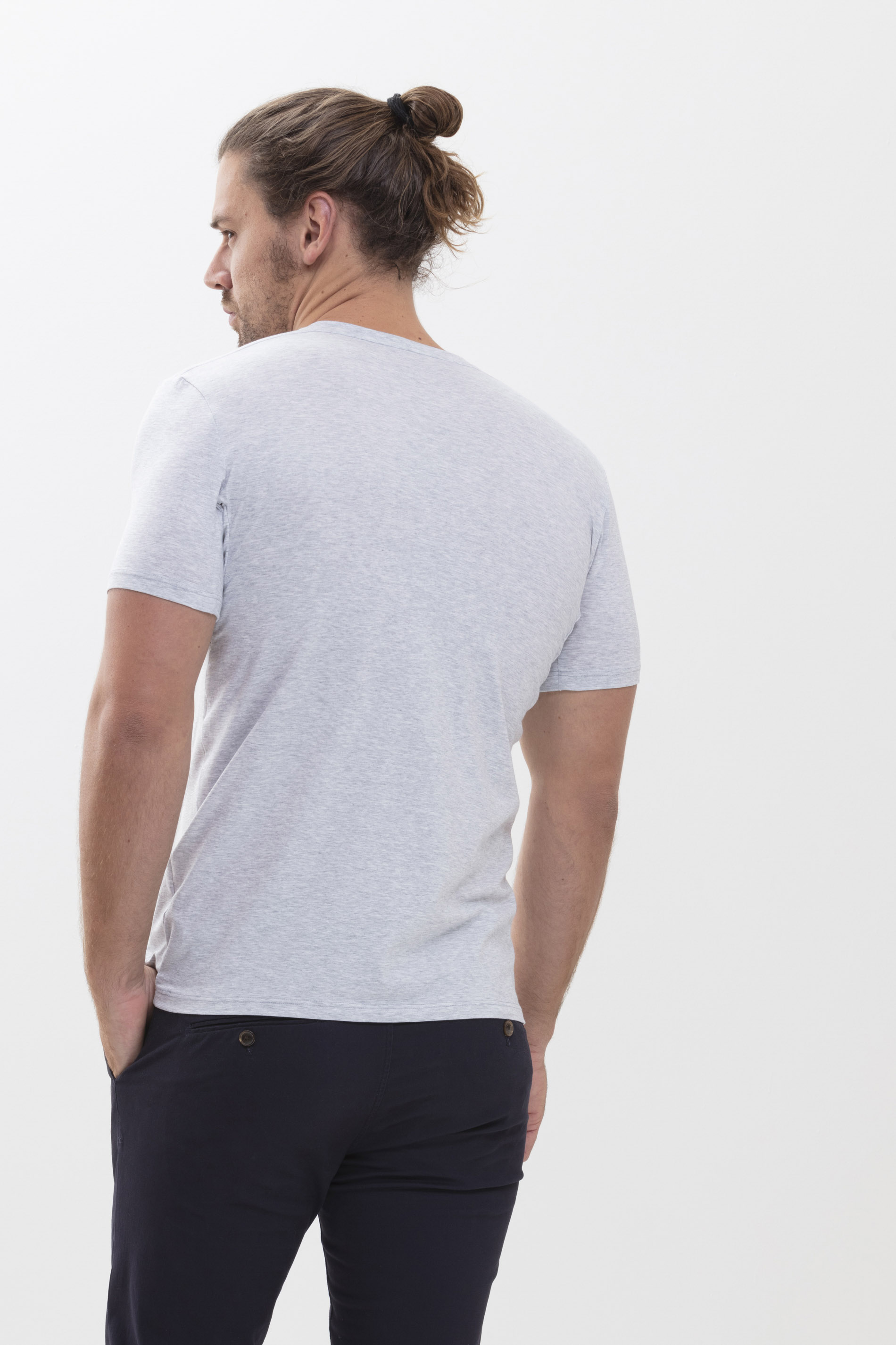 Hybrid T-shirt Light Grey Melange Serie Hybrid T-Shirt Rear View | mey®