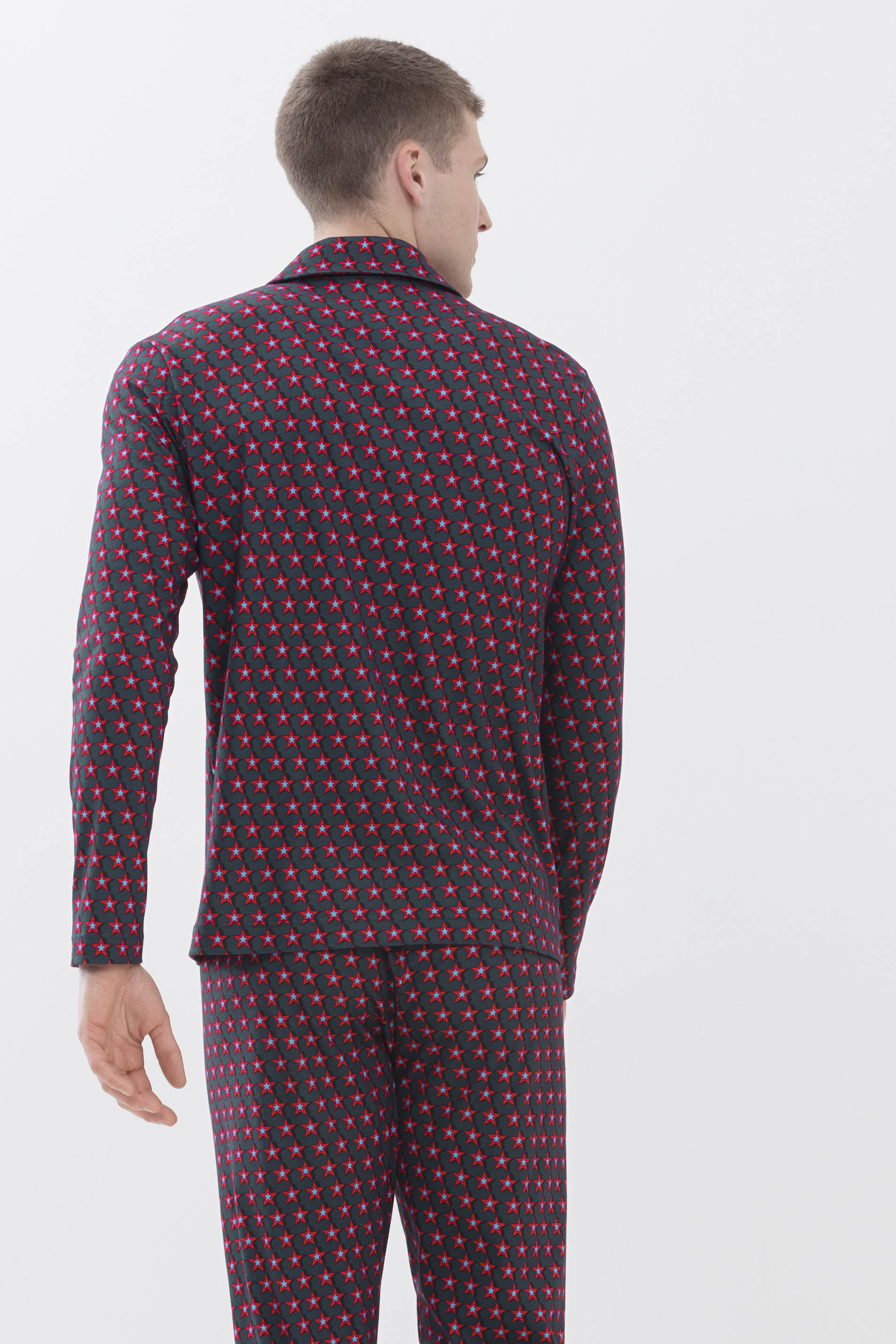 Pyjama shirt Fire Red Serie RE:THINK STAR Rear View | mey®