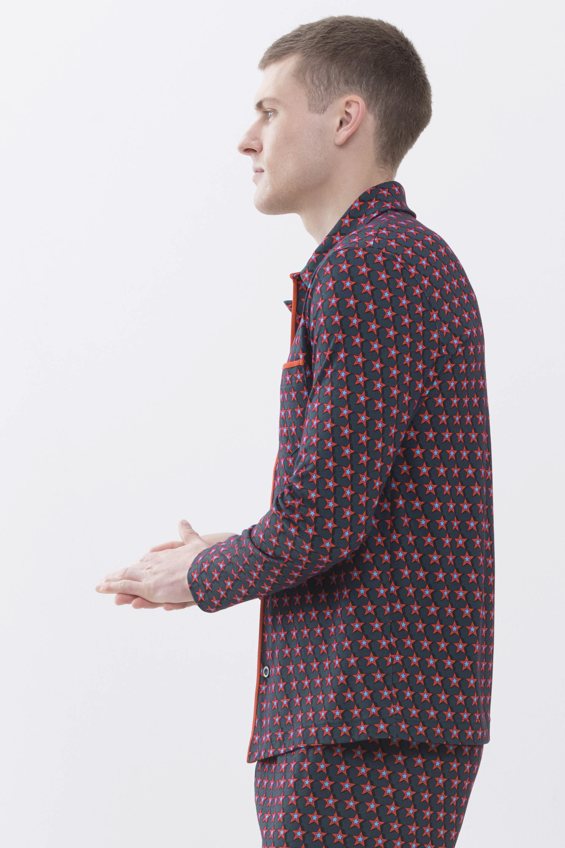 Pyjama shirt Fire Red Serie RE:THINK STAR Detail View 01 | mey®