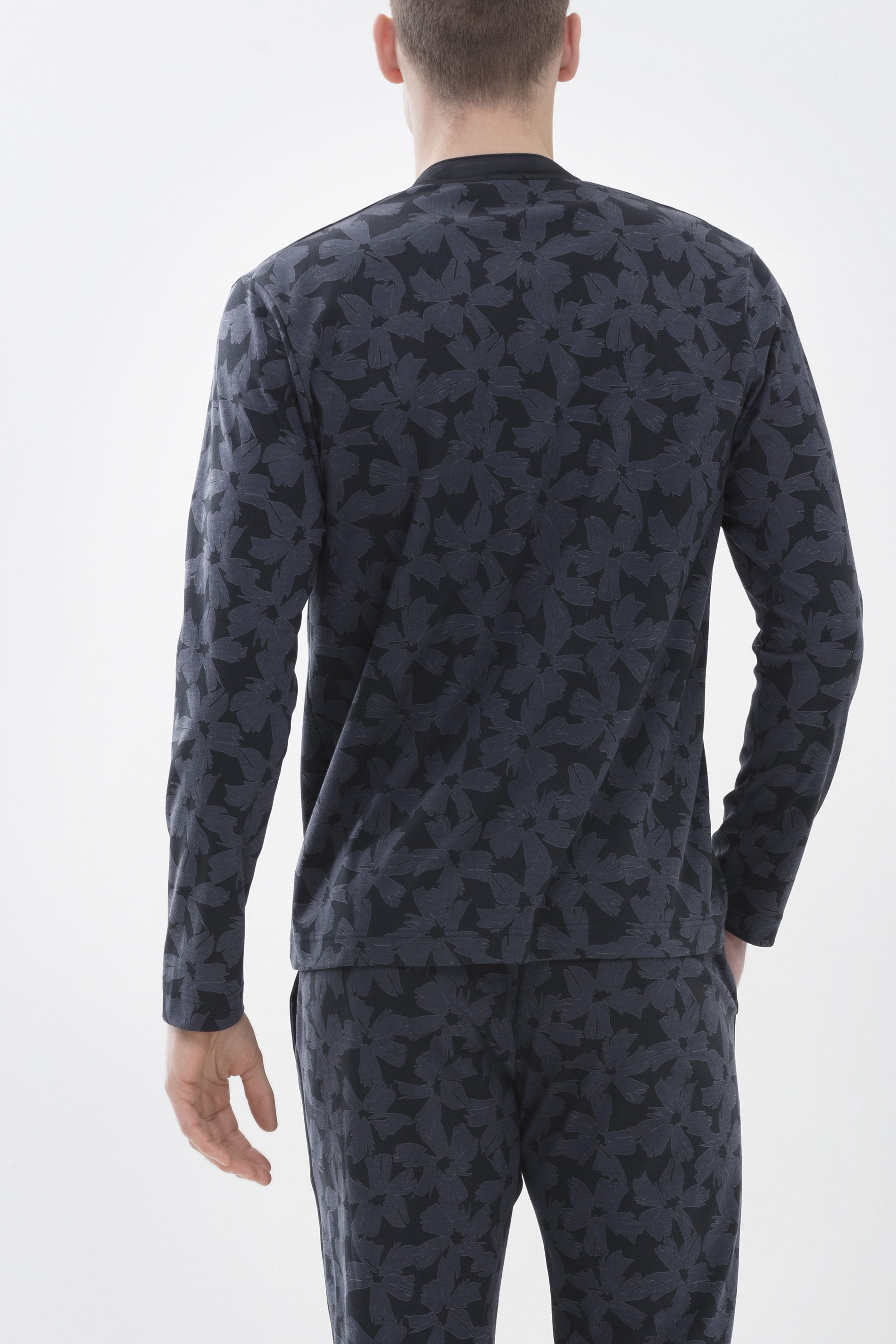 Pyjama shirt Indigo Serie Big Flowers Rear View | mey®
