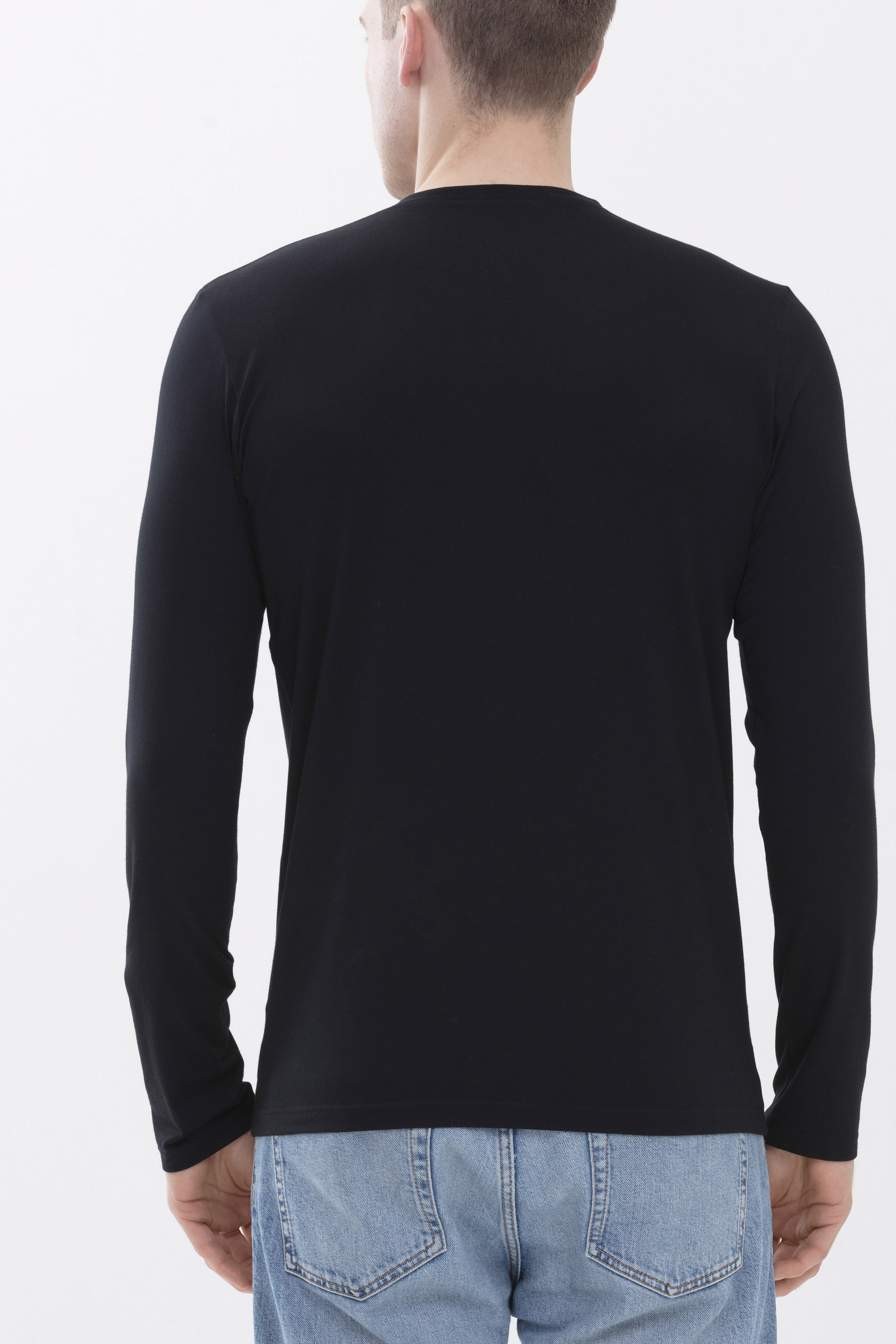 Hybrid-T-Shirt | Long-sleeve Black Serie Hybrid T-Shirt Rear View | mey®