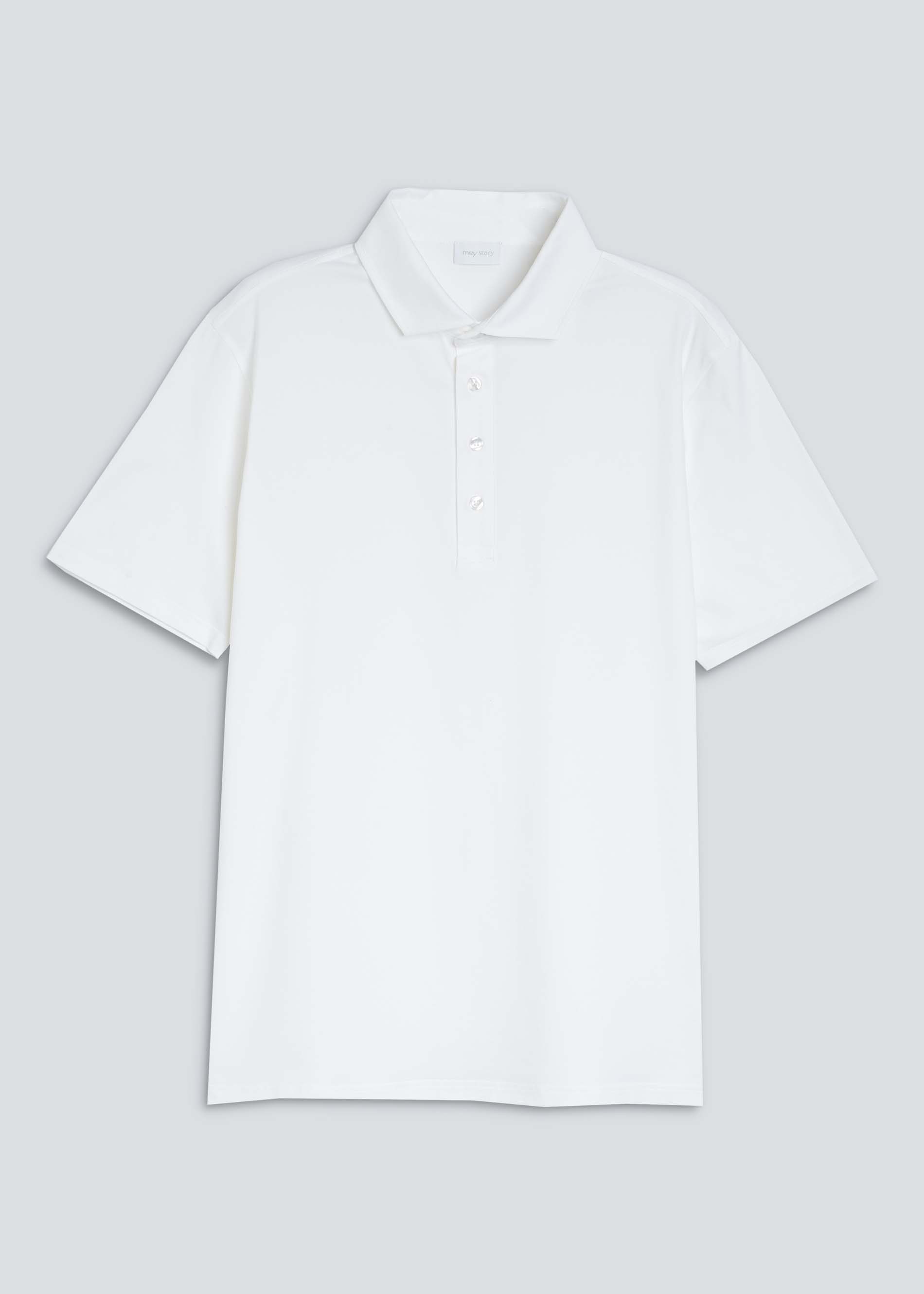 Polo- Shirt Weiss Serie Fine Stretch  Frontansicht | mey®