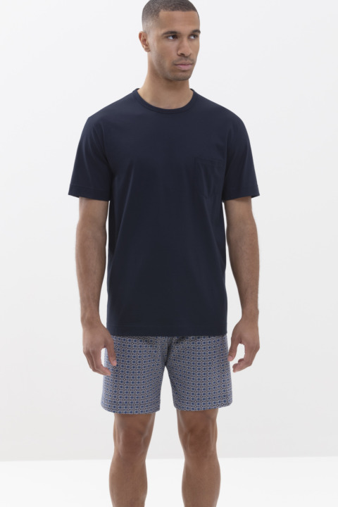 Pyjama kort Yacht Blue Serie Bilund Vooraanzicht | mey®