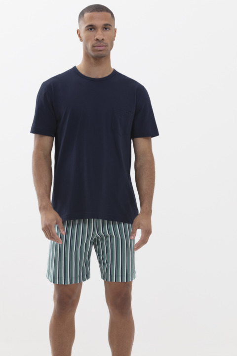 Short pyjamas Yacht Blue Serie Kilden Front View | mey®