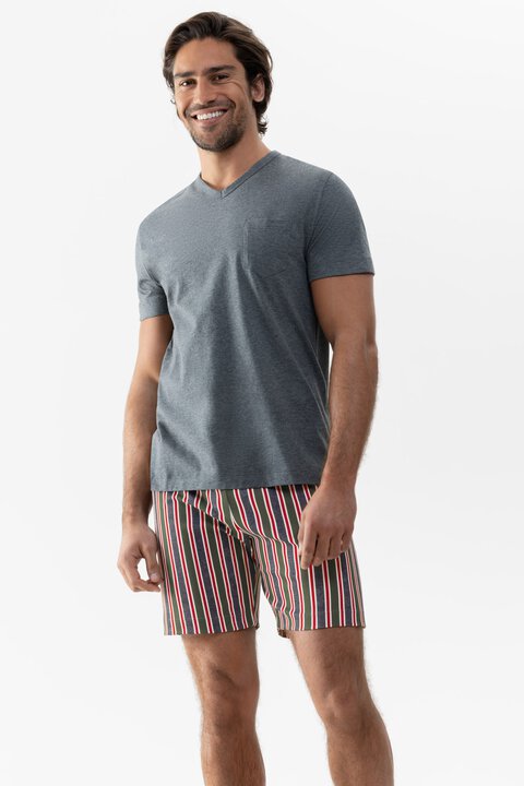 Schlafanzug Serie Melange Striped Frontansicht | mey®