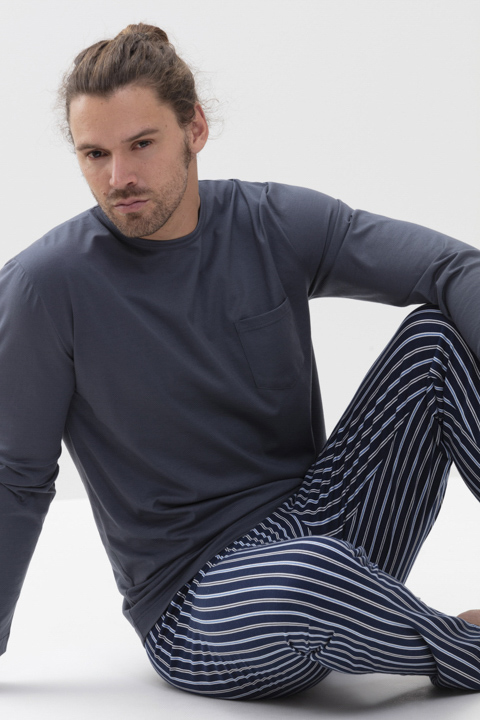 Pyjamas Soft Grey Serie Portimo Front View | mey®