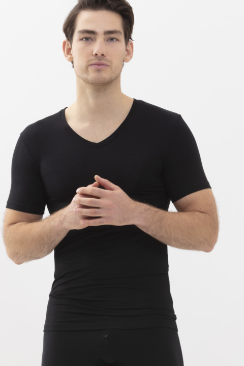 T-shirt Schwarz Serie Superior Modal Vooraanzicht | mey®
