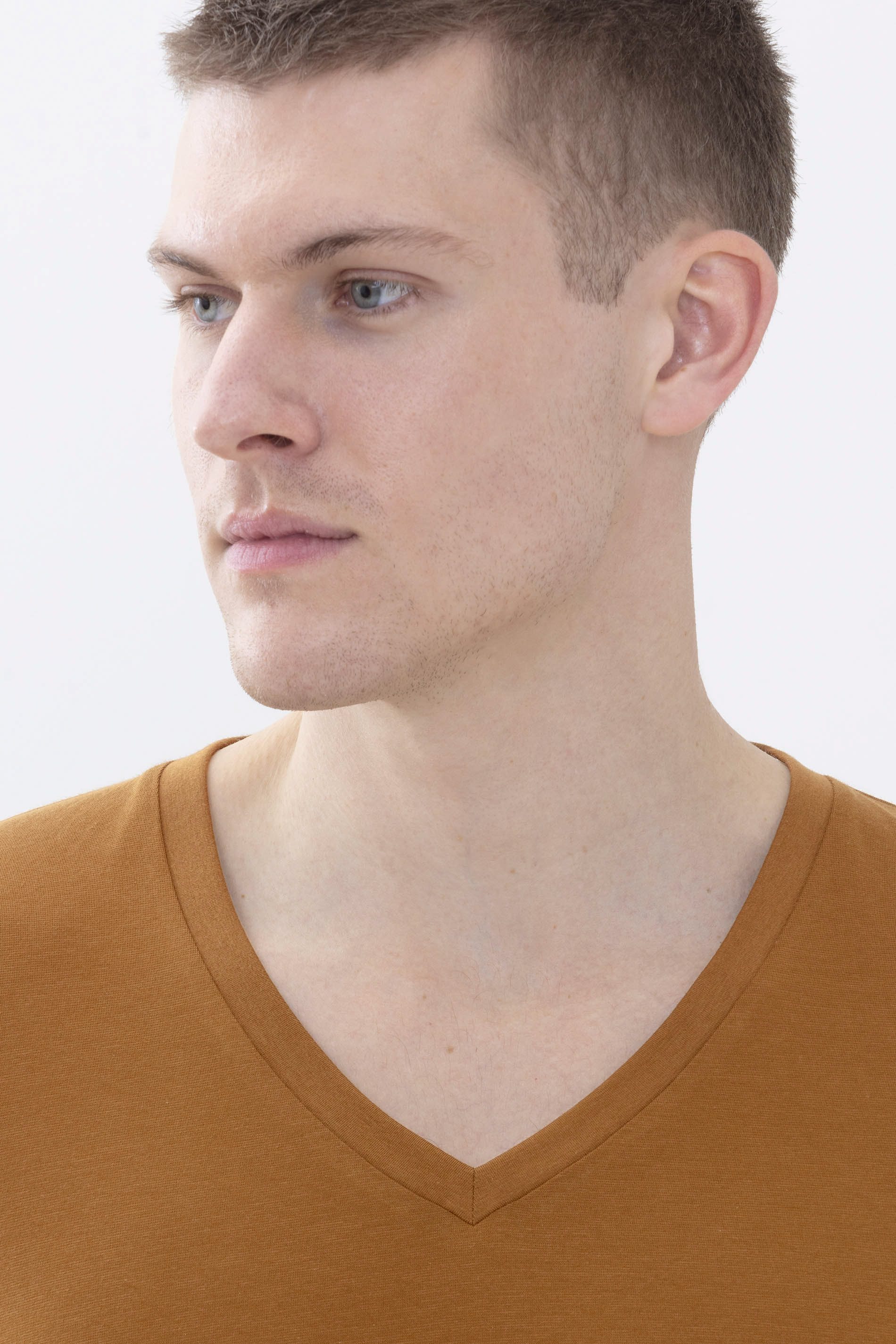 V-neck Brown Toffee Dry Cotton Colour Detail View 01 | mey®