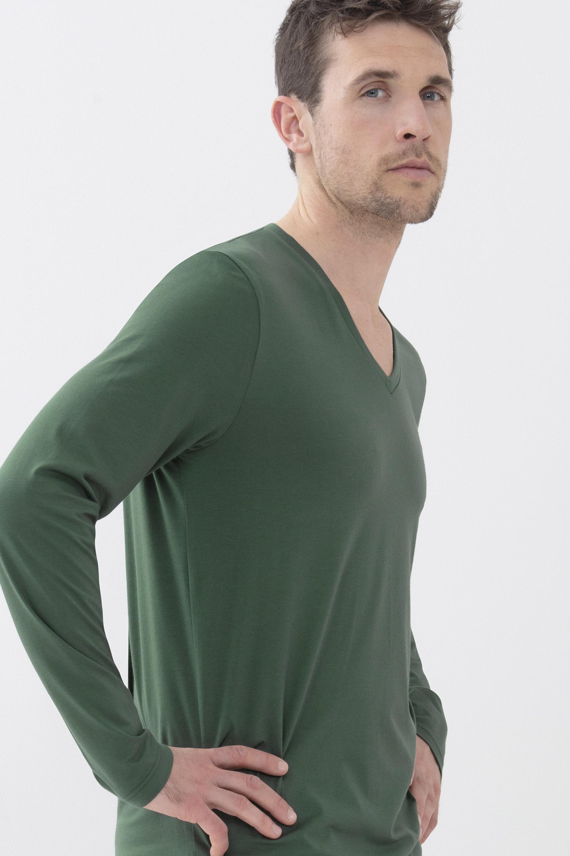 Long-sleeved shirt Evergreen Dry Cotton Colour Detail View 02 | mey®