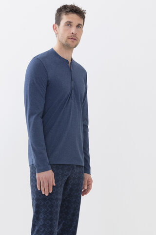 Long-sleeved shirt Denim Blue Serie Ringwood Colour Front View | mey®