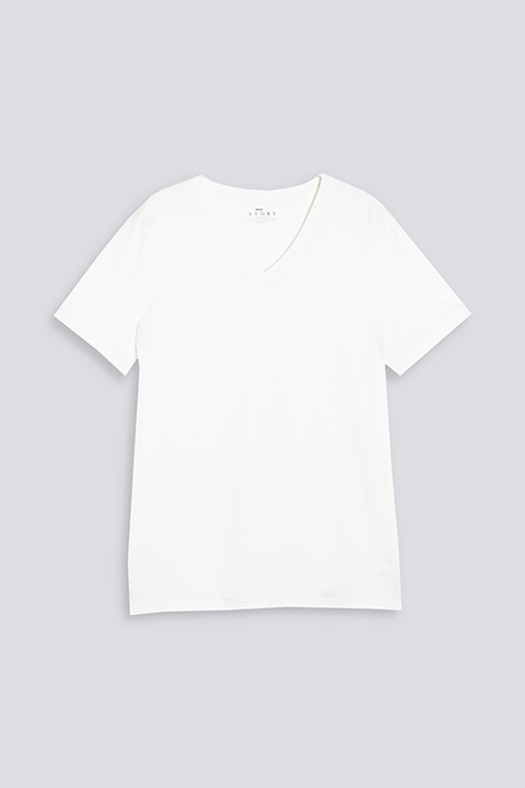 V-neck T-shirt Whisper White Serie Magila Singola Front View | mey®
