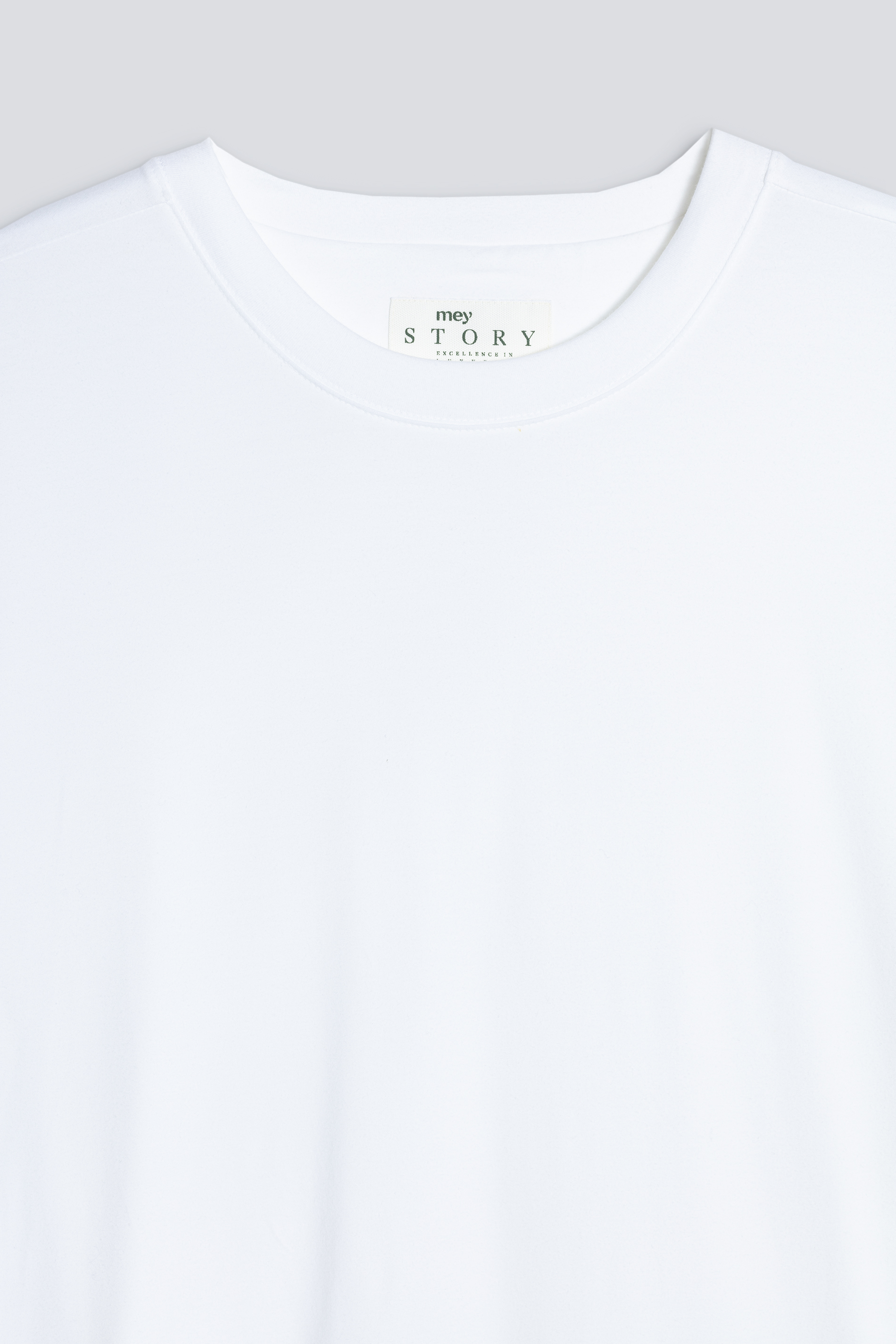Crew Neck T-Shirt Weiss Serie Cotone Stretch Detailansicht 01 | mey®