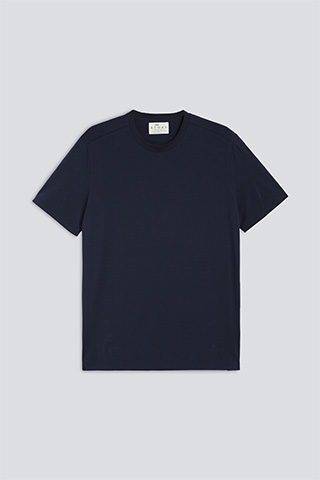 Crew neck T-shirt Blue Nights Serie Cotone Stretch Front View | mey®