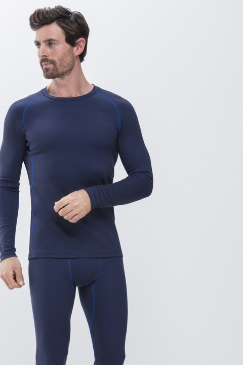 Long-Sleeved Shirt Yacht Blue High Performance Front View | mey®