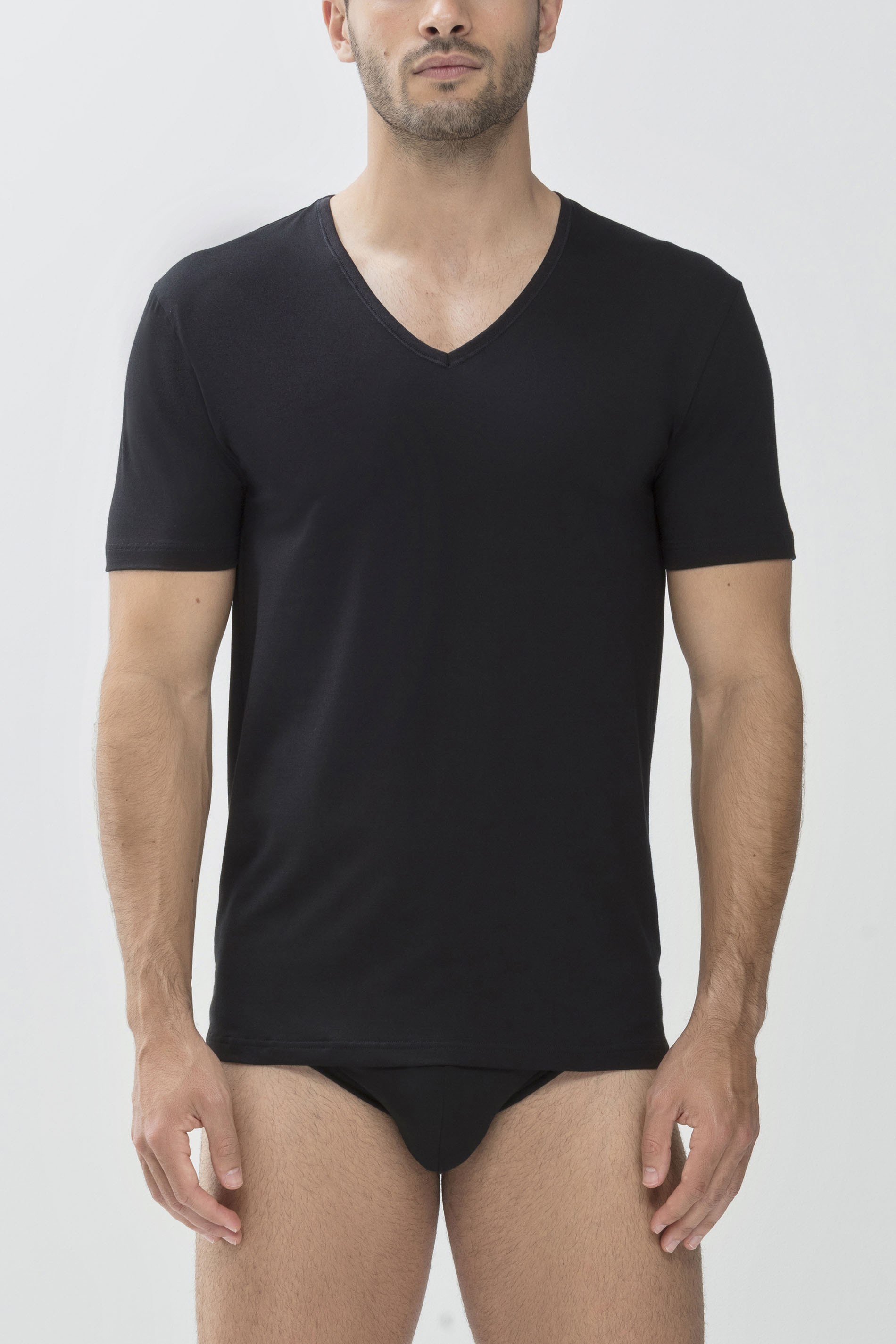 Shirt Schwarz Serie Dry Cotton Frontansicht | mey®