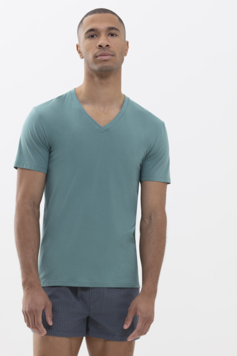 T-shirt Green Lake Dry Cotton Colour Vooraanzicht | mey®