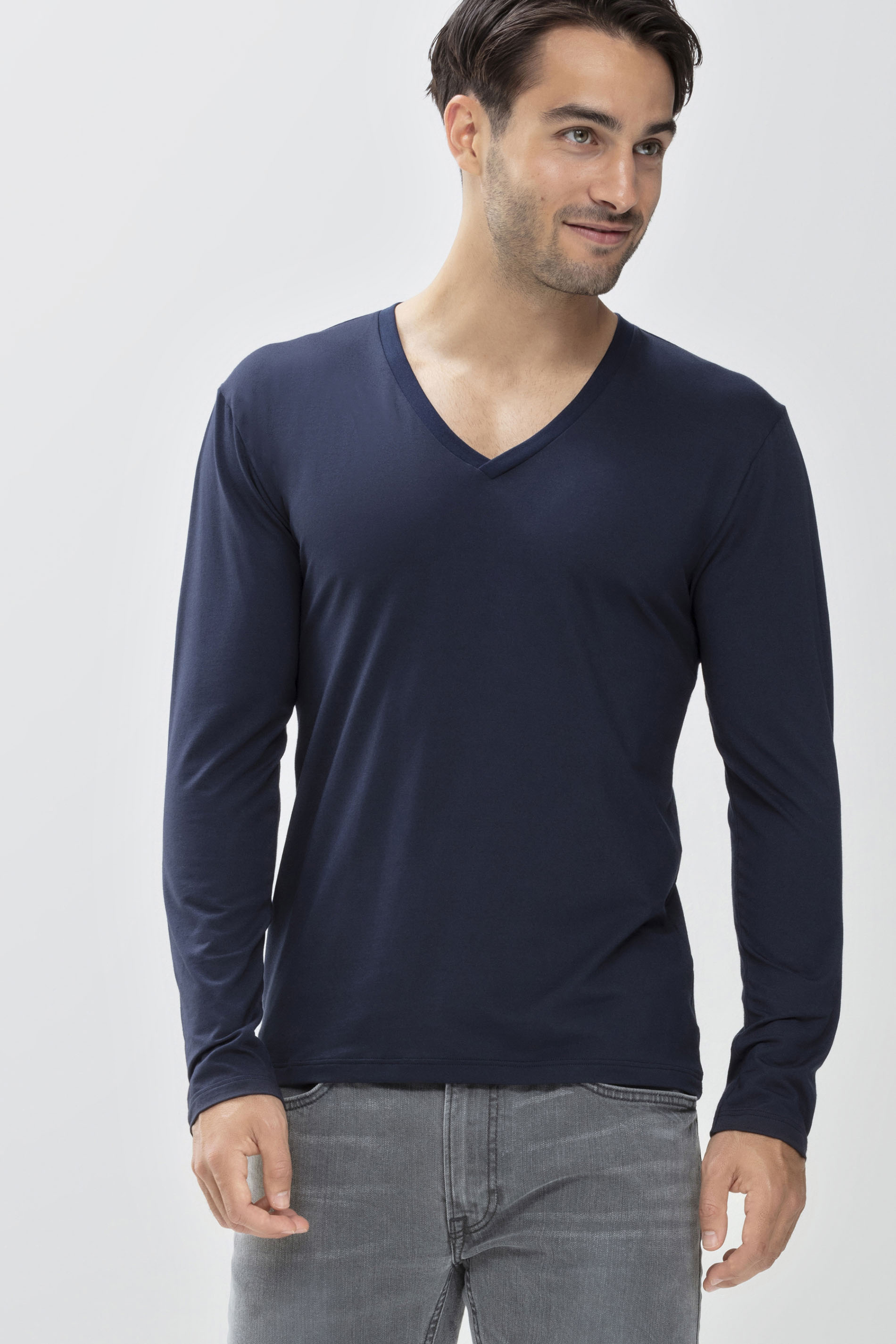 Shirt 1/1 sleeve Yacht Blue Dry Cotton Colour Front View | mey®
