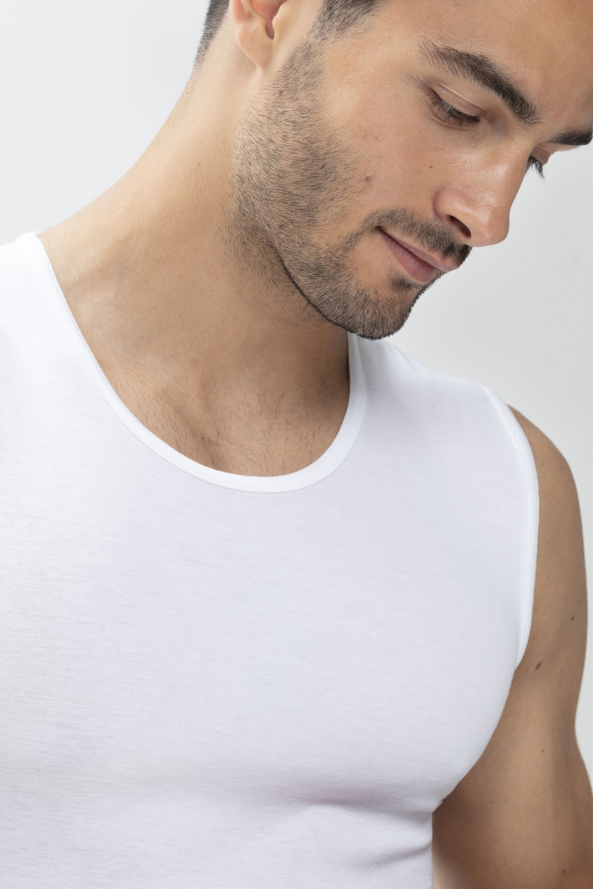 Men's sleeveless shirt White Serie Casual Cotton Detail View 01 | mey®