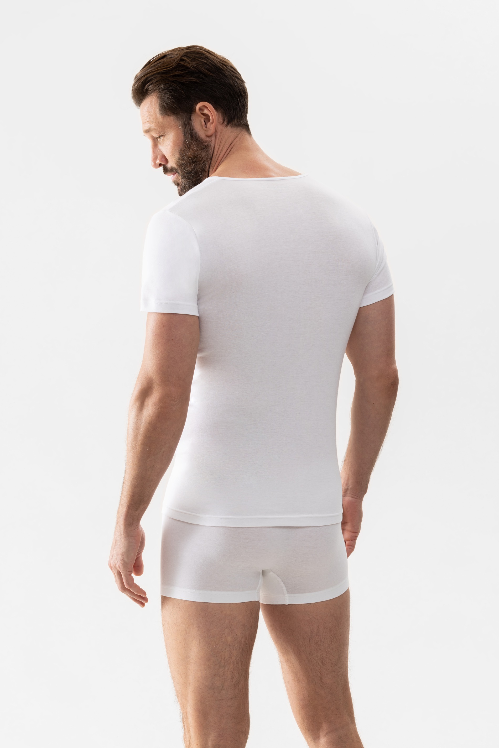 Men's shirt with round neck White Serie Casual Cotton Rear View | mey®
