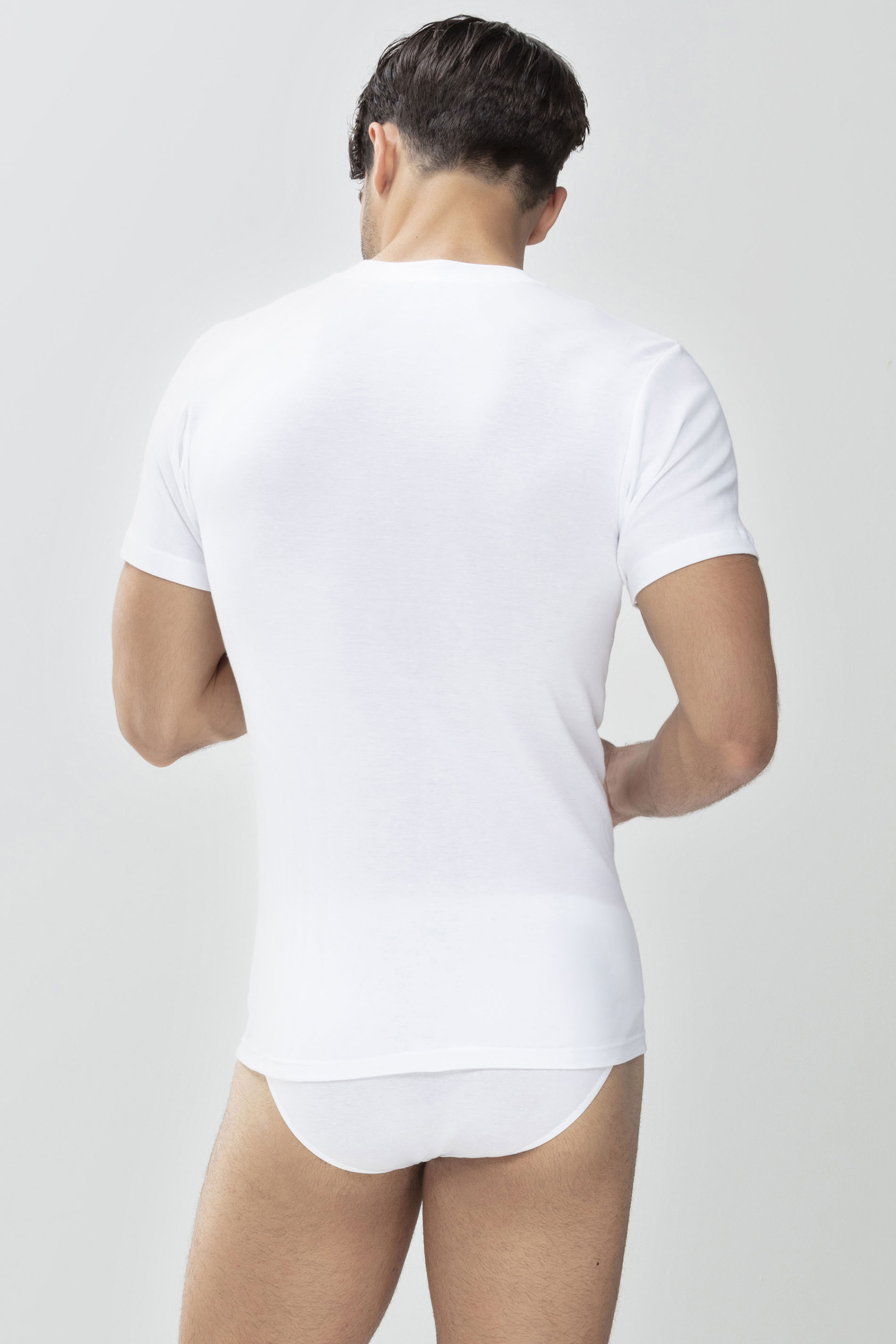 Shirt 1/2 sleeve White Serie Casual Cotton Rear View | mey®