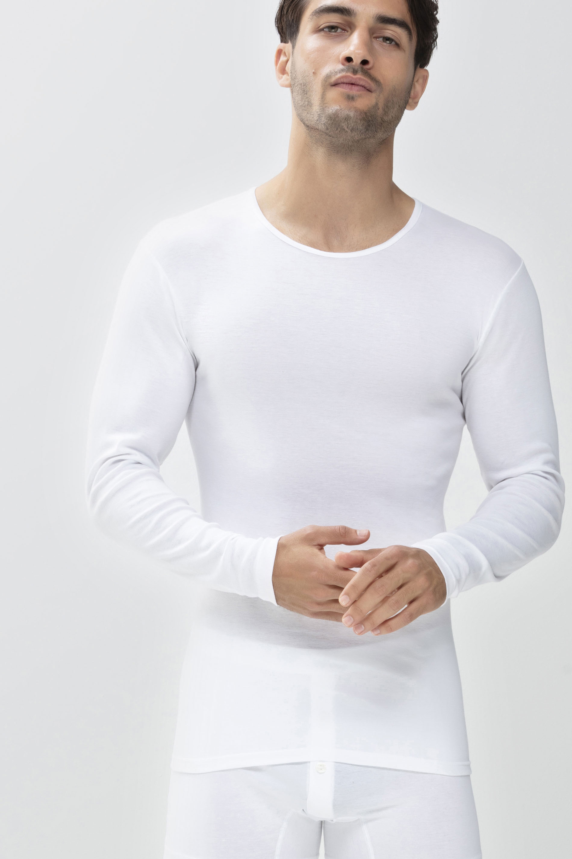 Shirt langarm Weiss Serie Casual Cotton Frontansicht | mey®