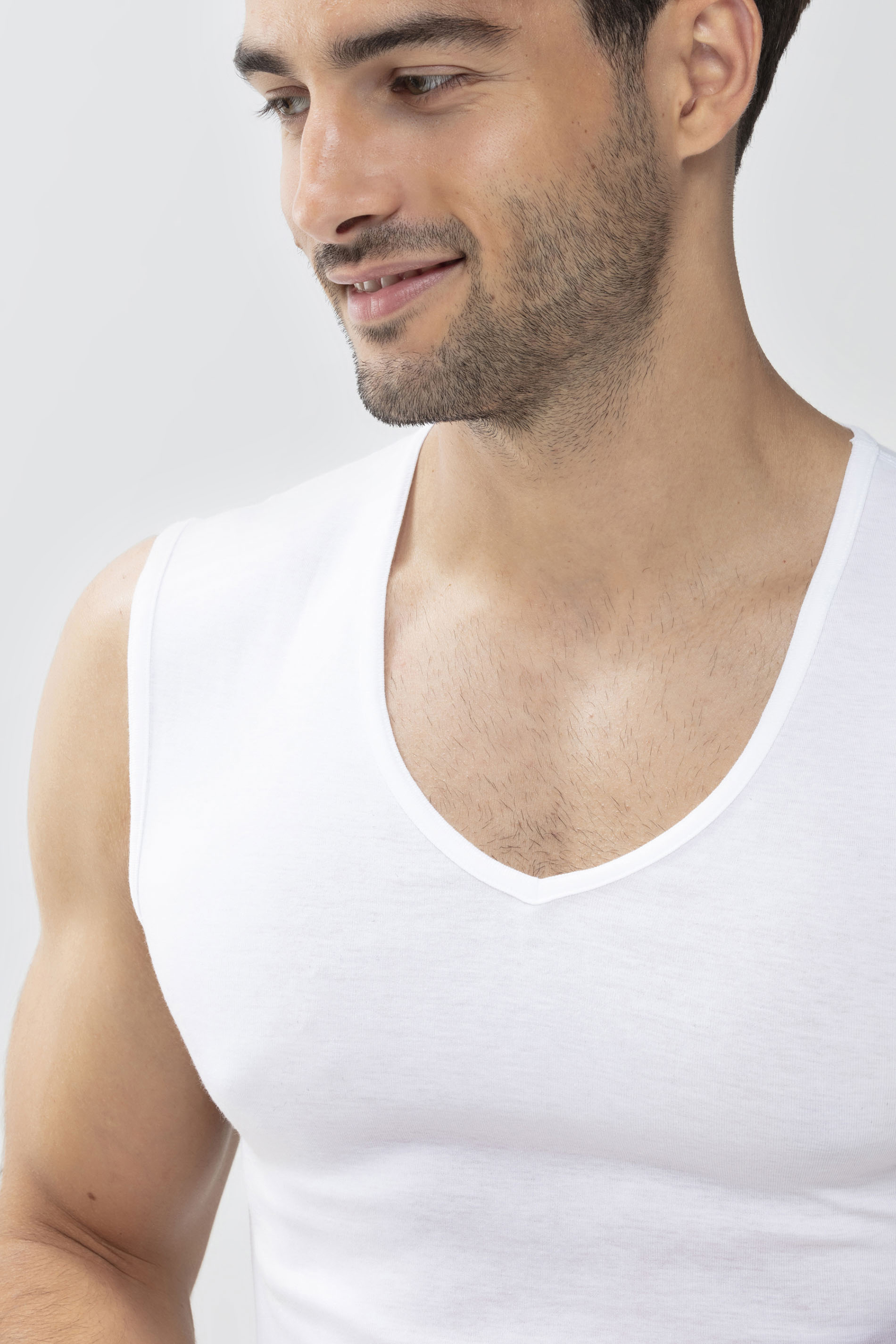 Muskel-Shirt Weiss Serie Casual Cotton Detailansicht 01 | mey®
