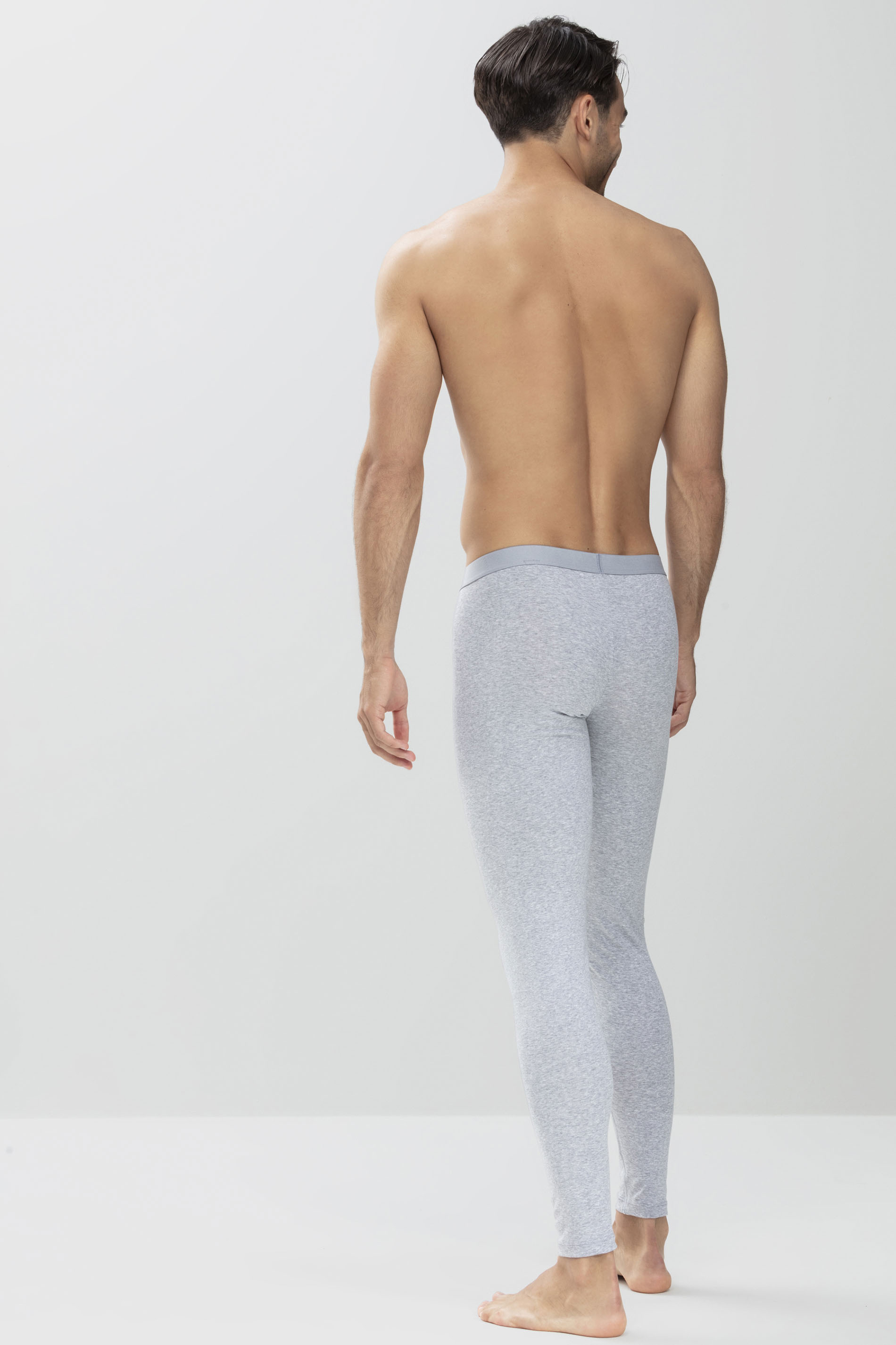 Long-Shorts Light Grey Melange Serie Casual Cotton Rear View | mey®