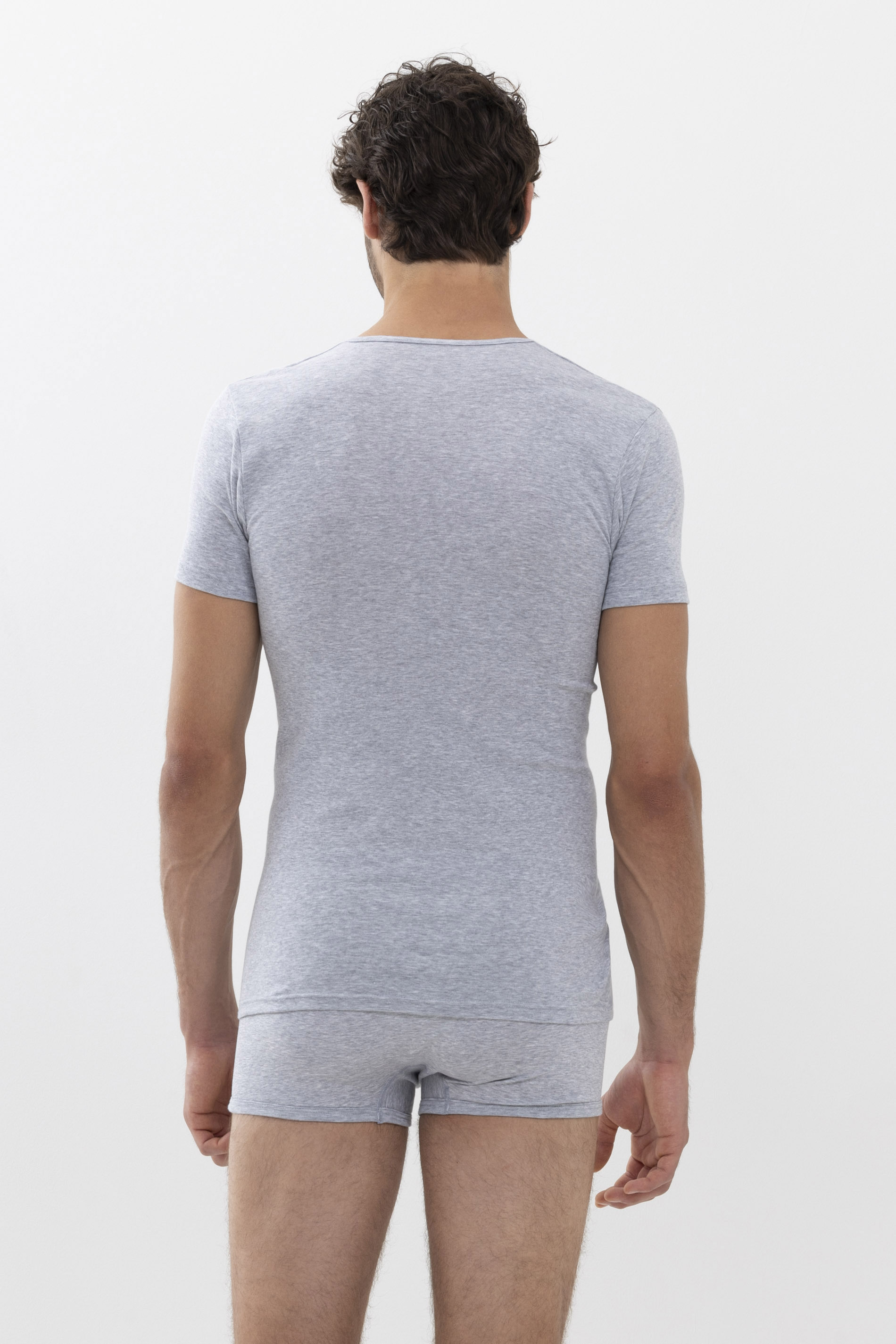Shirt Light Grey Melange Serie Casual Cotton Rear View | mey®