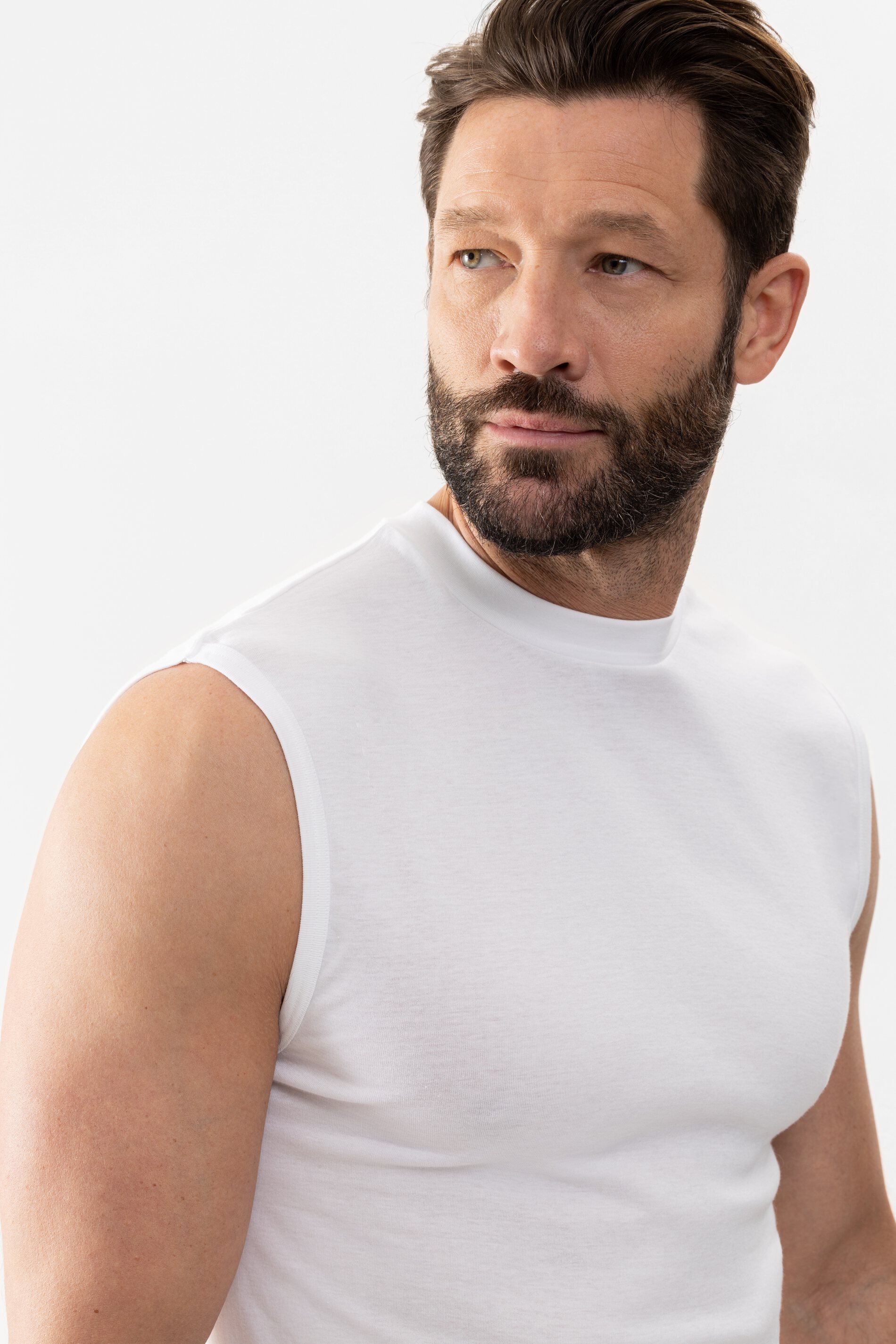 Muskel-Shirt Weiss Serie Noblesse Detailansicht 01 | mey®